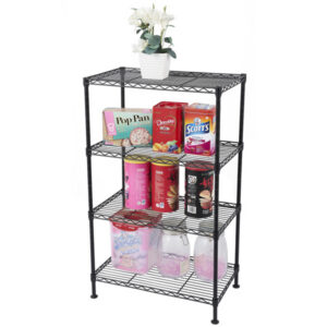 Four Layer Metal Household Shelf, Adjustable, 50X30X80cm, Black