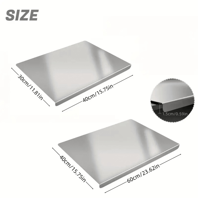 Stainless Steel Cutting Board With Lip For Kitchen Chopping Boards For Countertop Large Metal Cutting Board Over Sink Suitable For Meat Fruits Vegetables Bread Noodle And Pizza Bamboo Knives - Image 9