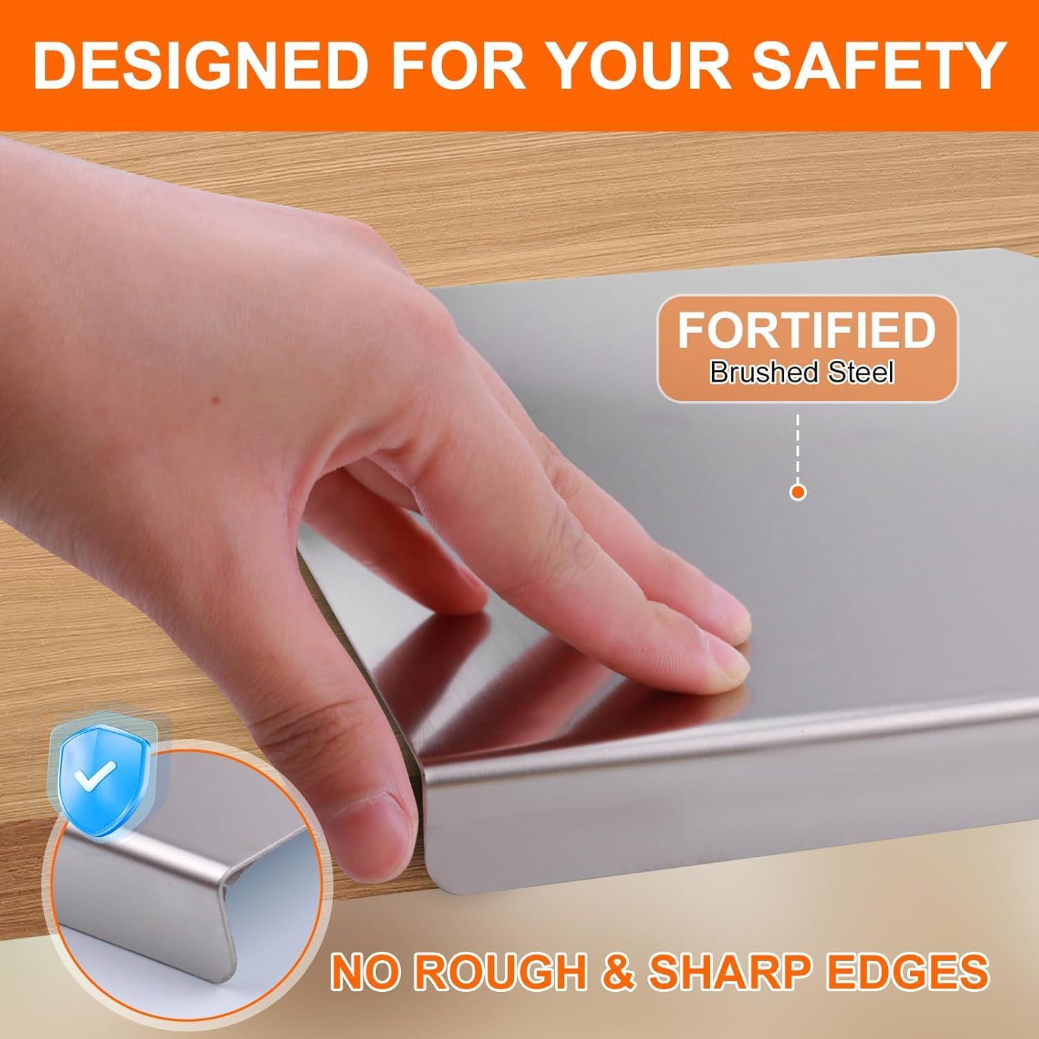 Stainless Steel Cutting Board With Lip For Kitchen Chopping Boards For Countertop Large Metal Cutting Board Over Sink Suitable For Meat Fruits Vegetables Bread Noodle And Pizza Bamboo Knives - Image 3