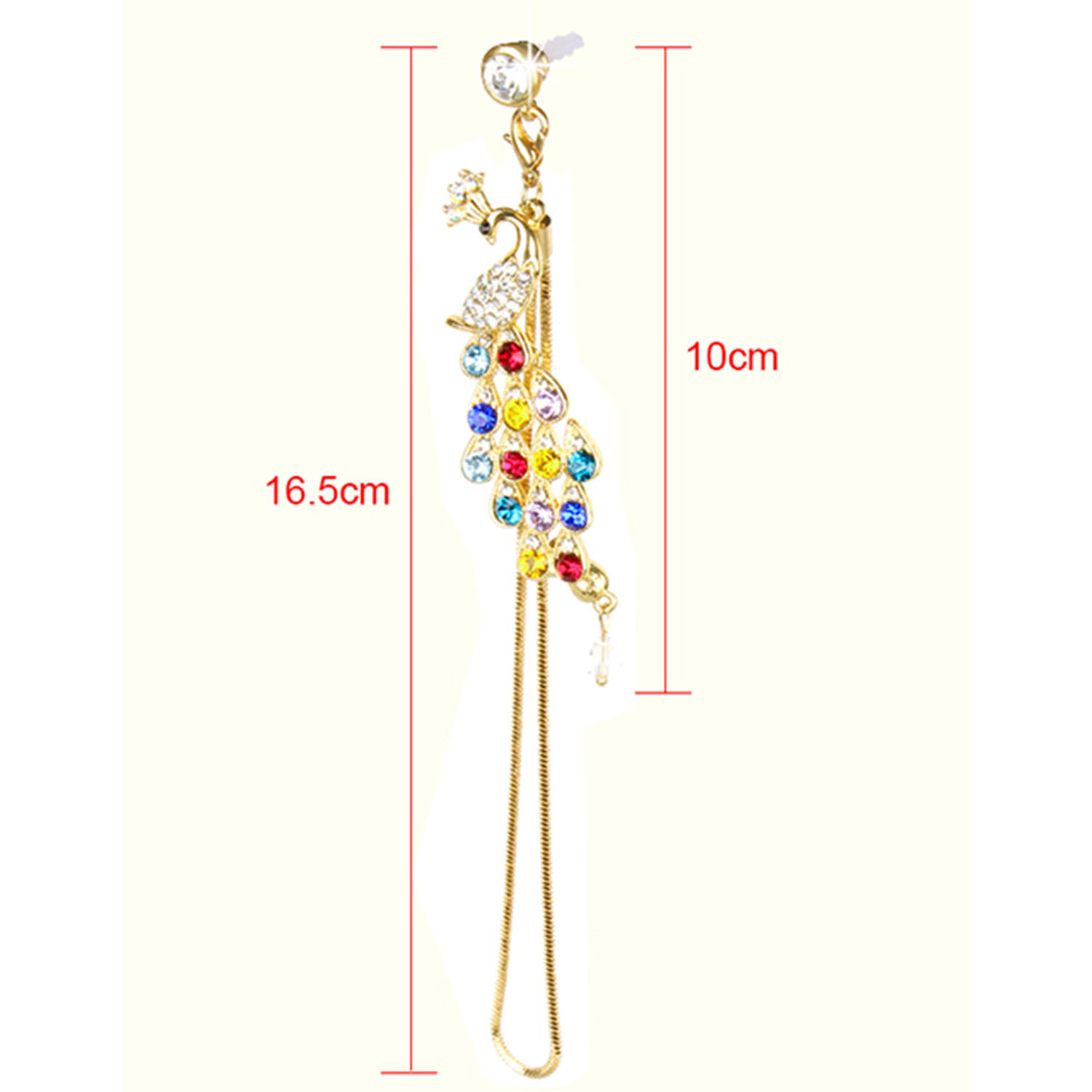 Colorful Crystal Diamond Peacock Dust Cap Pendant For Cell Phone 3.5mm Jack - Image 3
