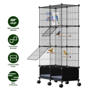 46in Bird Cage Spacious Indoor Pet Bird House With 4 Wooden Perches
