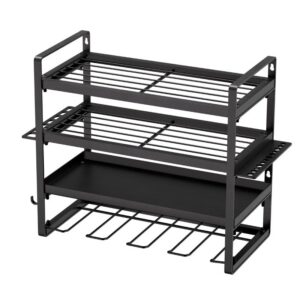 Power Tool Organizer Wall Mount, 4-Layer Storage Rack With 4 Drill Holders, Tools Holder And Storage Rack With Screwdriver Holder, Garage Tool Organizer For Garage, Workbench, And Workshop