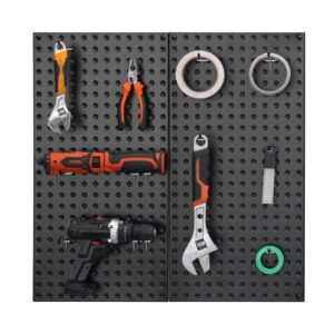 Metal Pegboard Panels, 24" X 12" Pegboard, 2 Panels, Heavy Duty Peg Board Wall Organizer With Accessories, For Living Room Garage Tool Storage Office Organization Craft Room Kitchen Home, Black