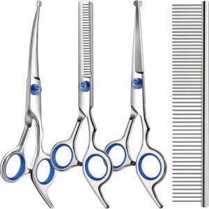 Professional 4 In 1 Dog  Cat Grooming Scissors Kit With Safety Round Tips,Sharp