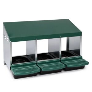 3 Compartment Roll Out Chicken Nesting Box With Plastic Basket, Egg Nest Box Chicken Laying Box Hens Chicken Coop Box, Green