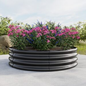 2PCS Tall Round Raised Garedn Bed,Metal Raised Beds For Vegetables, Outdoor Garden Raised Planter Box, Patio Planter Raised Beds For Flowers, Herbs, Fruits Black