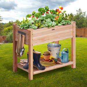 Wooden Raised Garden Bed Planter Box 33.9x18.1x30' Flower Vegetable Herb