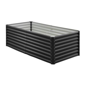 Metal Raised Garden Bed, 6 X 3 X 2 Ft Outdoor Galvanized Planter Garden Box, Open Bottom Design, Large Planter Raised Bed For Growing Vegetables, Flowers, Herbs, And Succulents, Dark Gray