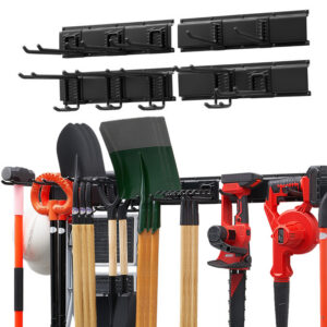 Garage Tool Organizer 66 Inch 800 Lbs Wall Mount Garden Tool Rack, Heavy Duty Garage Hanging Storage Rack Organization With 4 Rails And 10 Adjustable Hooks, For Yard Tools, Shovel, Rake, Shed